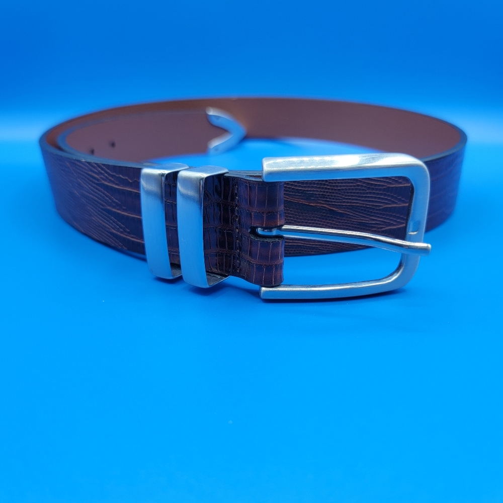 Johnston Murphy Lizard Grain Men's Leather Belt Size 36 Waist Brown 7551  New